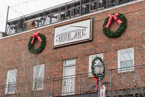 The Roof building with wreaths